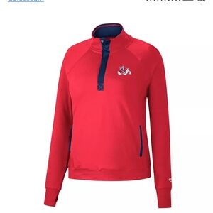 Colosseum Fresno State Bulldogs Red Women's Quarter-snap Pullover Size XL NWT